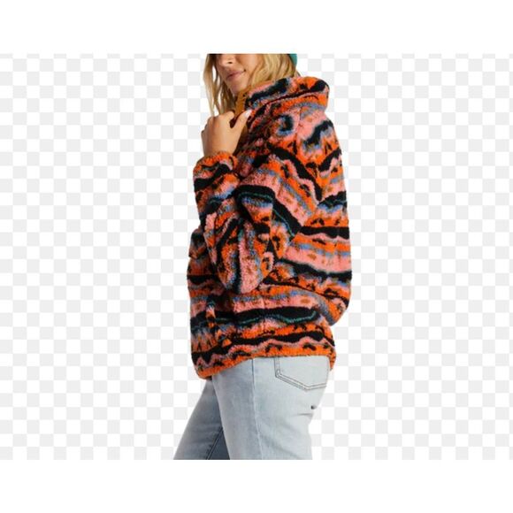 Billabong Switchback printed fleece Sherpa quarter snap pullover large - Picture 12 of 12